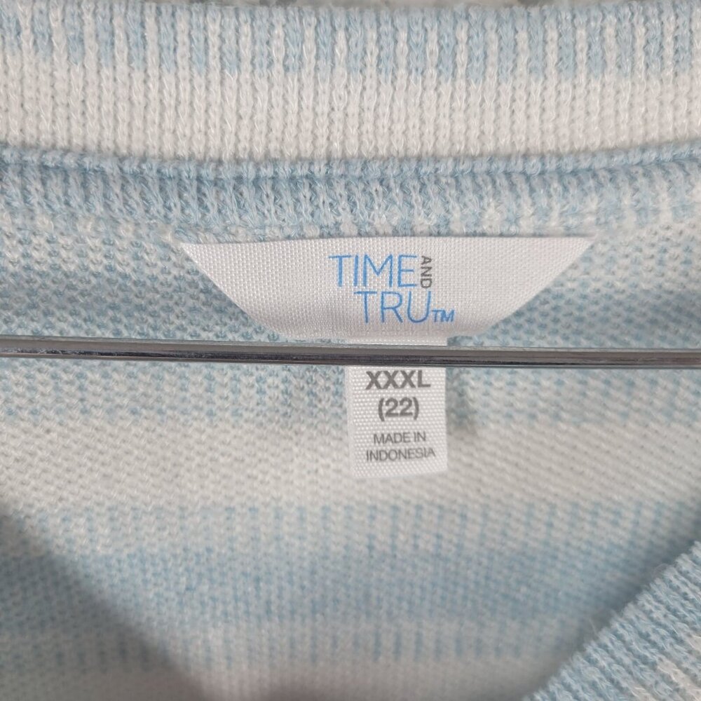 Time Tru Womens Sweater XXXL 22 Plus Long Sleeve Blue Stripe STR120XE - Picture 8 of 10